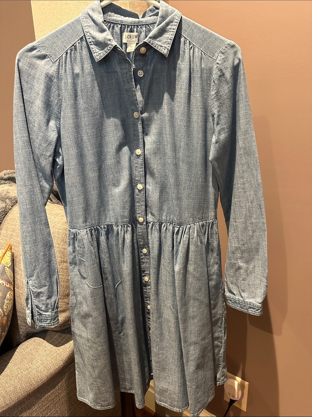 J. Crew Girls' Light Blue Denim Shirt Dress
